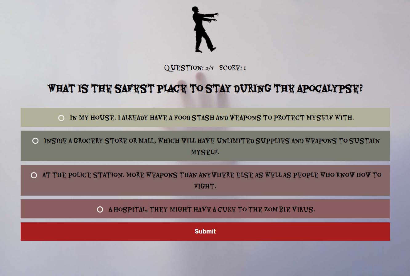 Zombie Apocalypse Quiz App Screenshot